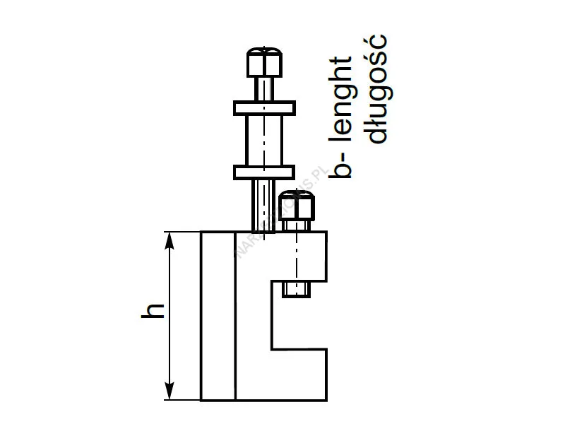 Rysunek techniczny: Oprawka standardowa do imaka tokarskiego szybkowymiennego: T.4494 73x35mm - KOLNO
